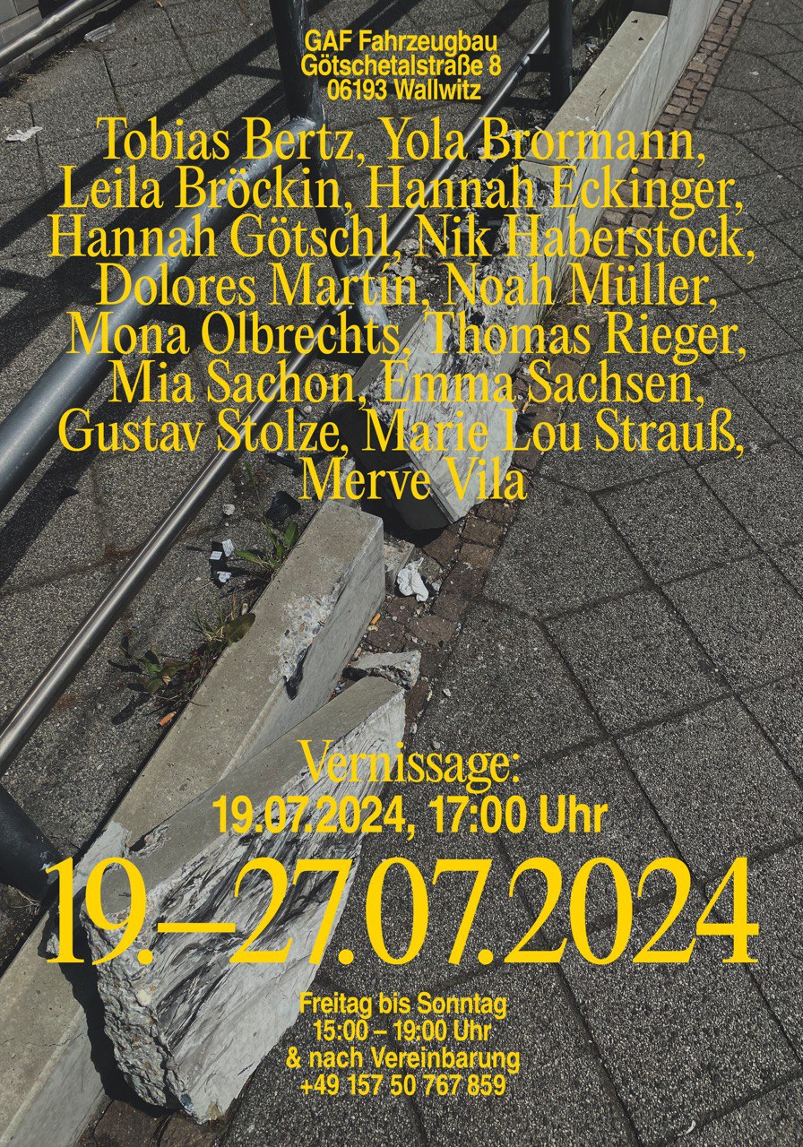 Exhibition poster: group show at GAF Fahrzeugbau Wallwitz