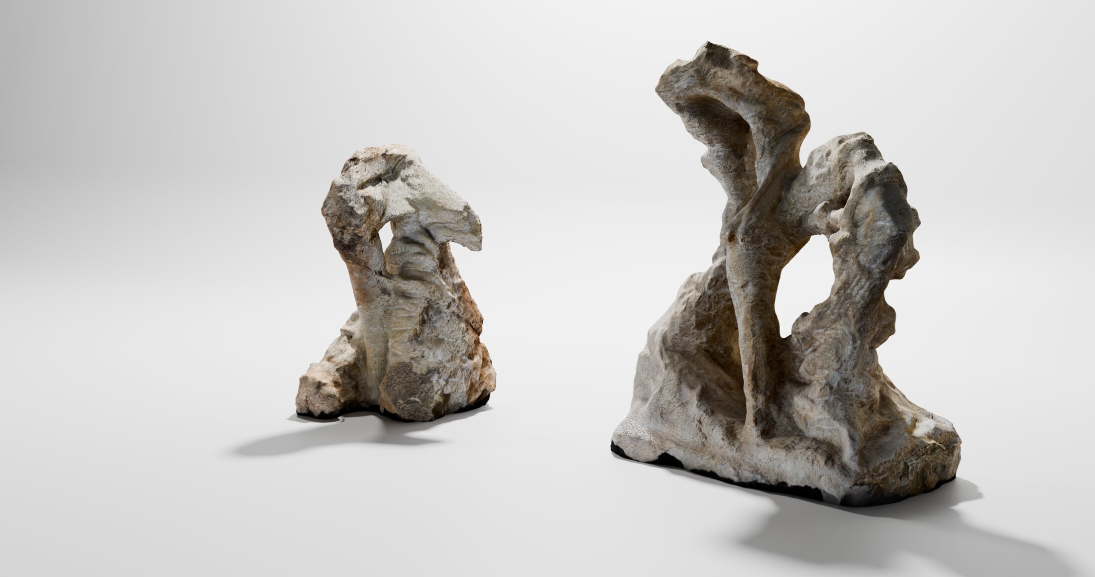 Sandstein: the two carved sandstone pieces standing side by side