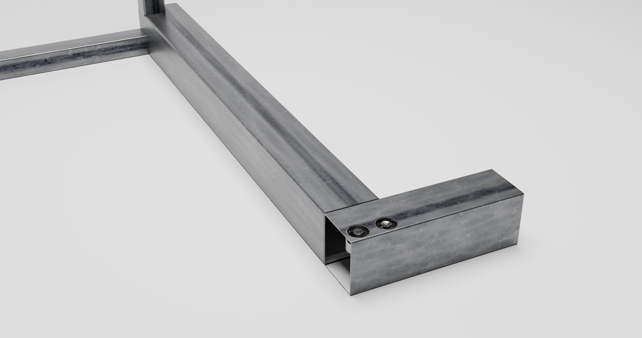 Ultrasonic Theremin, detail: the bolted joint where the steel foot meets the post