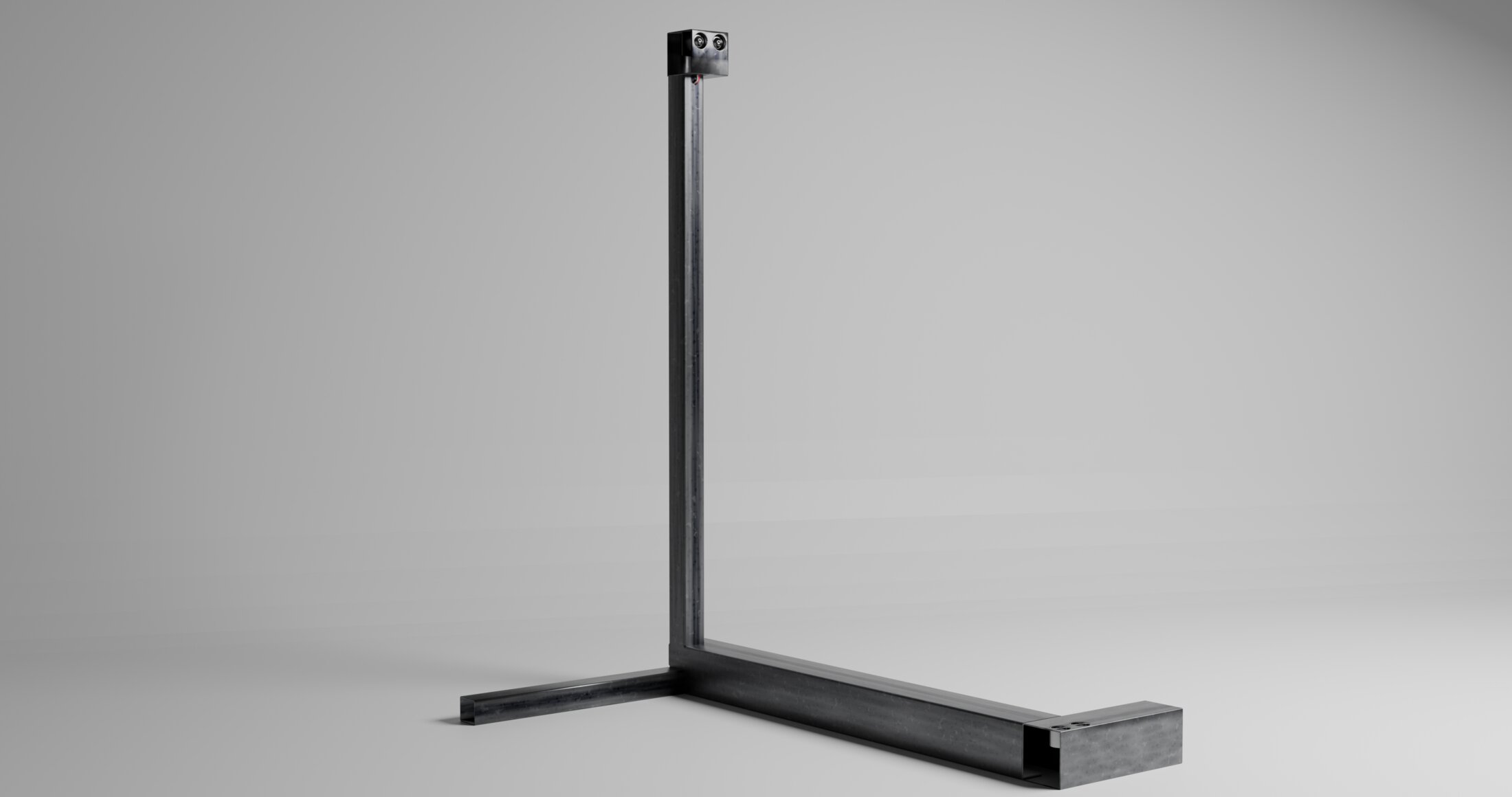 Ultrasonic Theremin: the steel stand from the side, sensor head at the top
